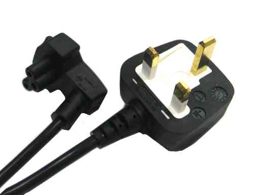 BS1363 UK 3 Pin Plug with Safety Mark to C5 Right Angle Mickey Mouse Cable 1m